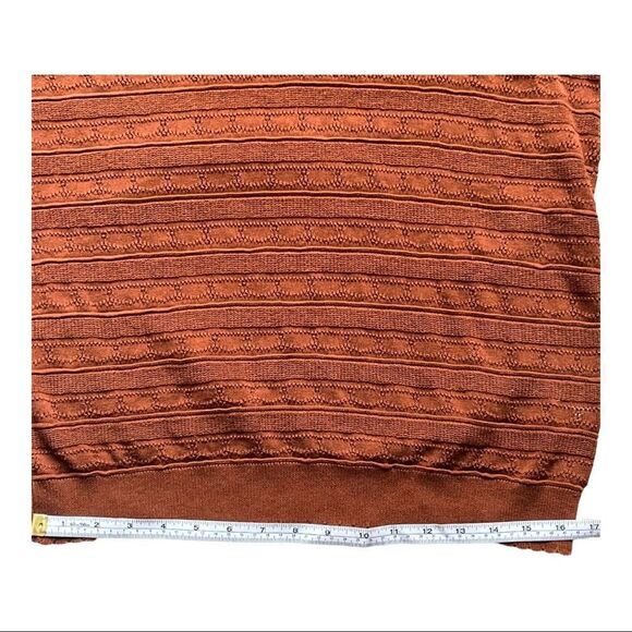 𝅺VINTAGE CLEO PETITES V-Neck Pointelle Sweater Size Large Light Brown - Picture 4 of 11